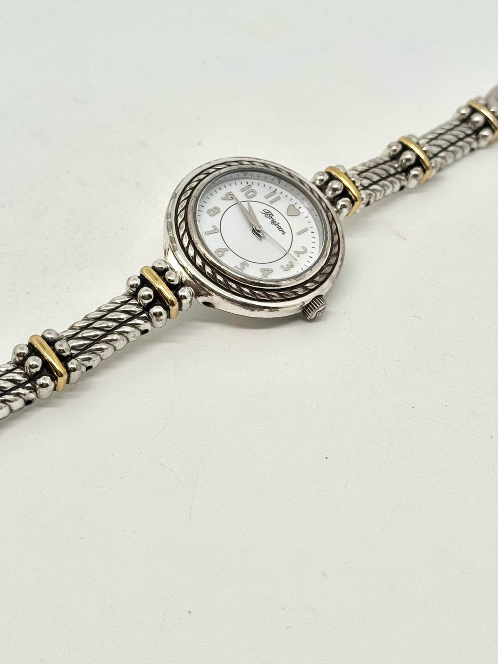 Two-Tone Silver and Gold Rope-Style Bracelet Watch by Brighton
